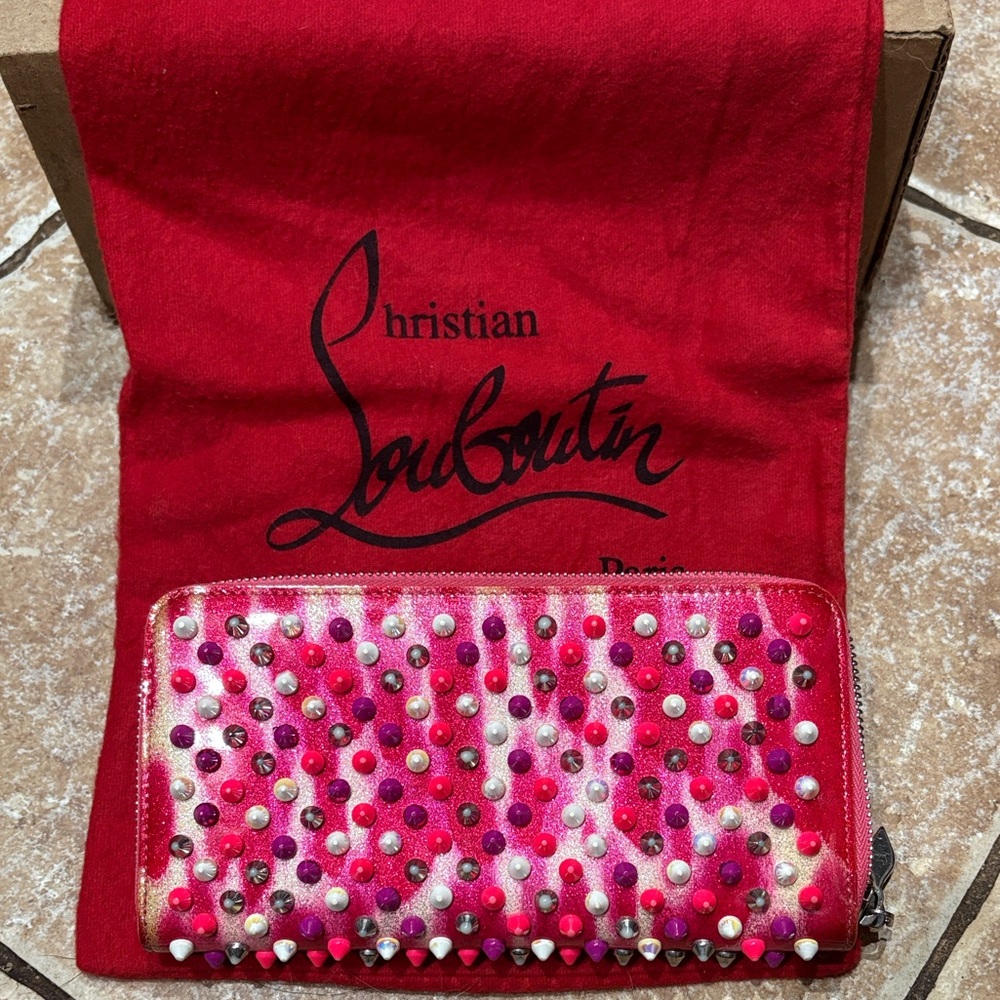 Christian Louboutin Pink and Red Studded Wallet🩷